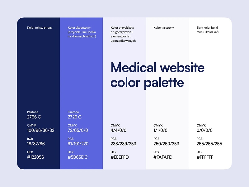 Paleta kolorów dla szpitala