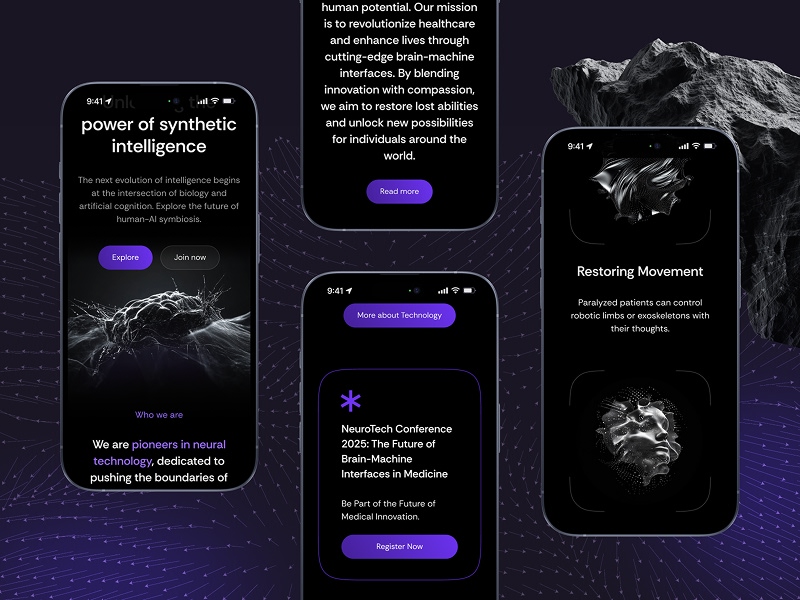 Widoki responsywne czarnej strony internetowej