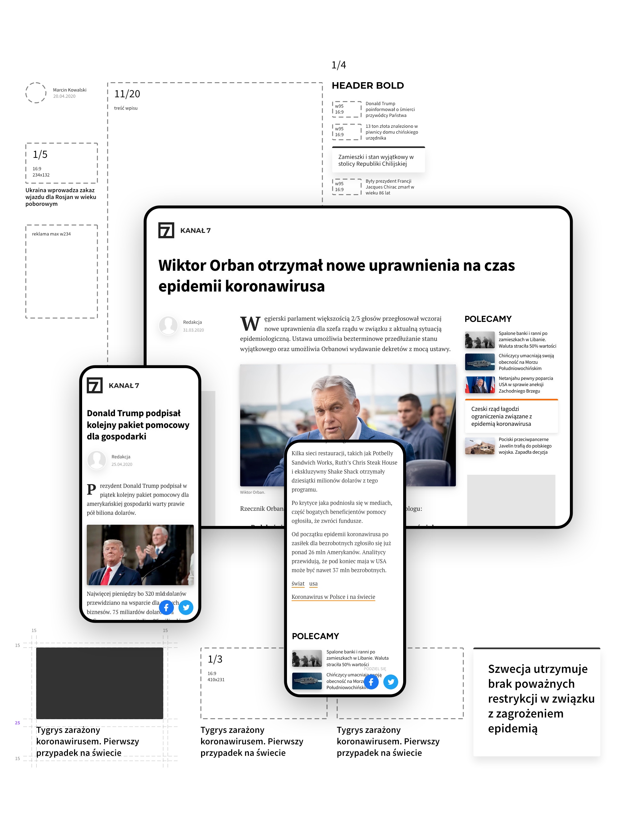 Strona artykułowa portalu informacyjnego. Wersja desktopowa i mobilna.