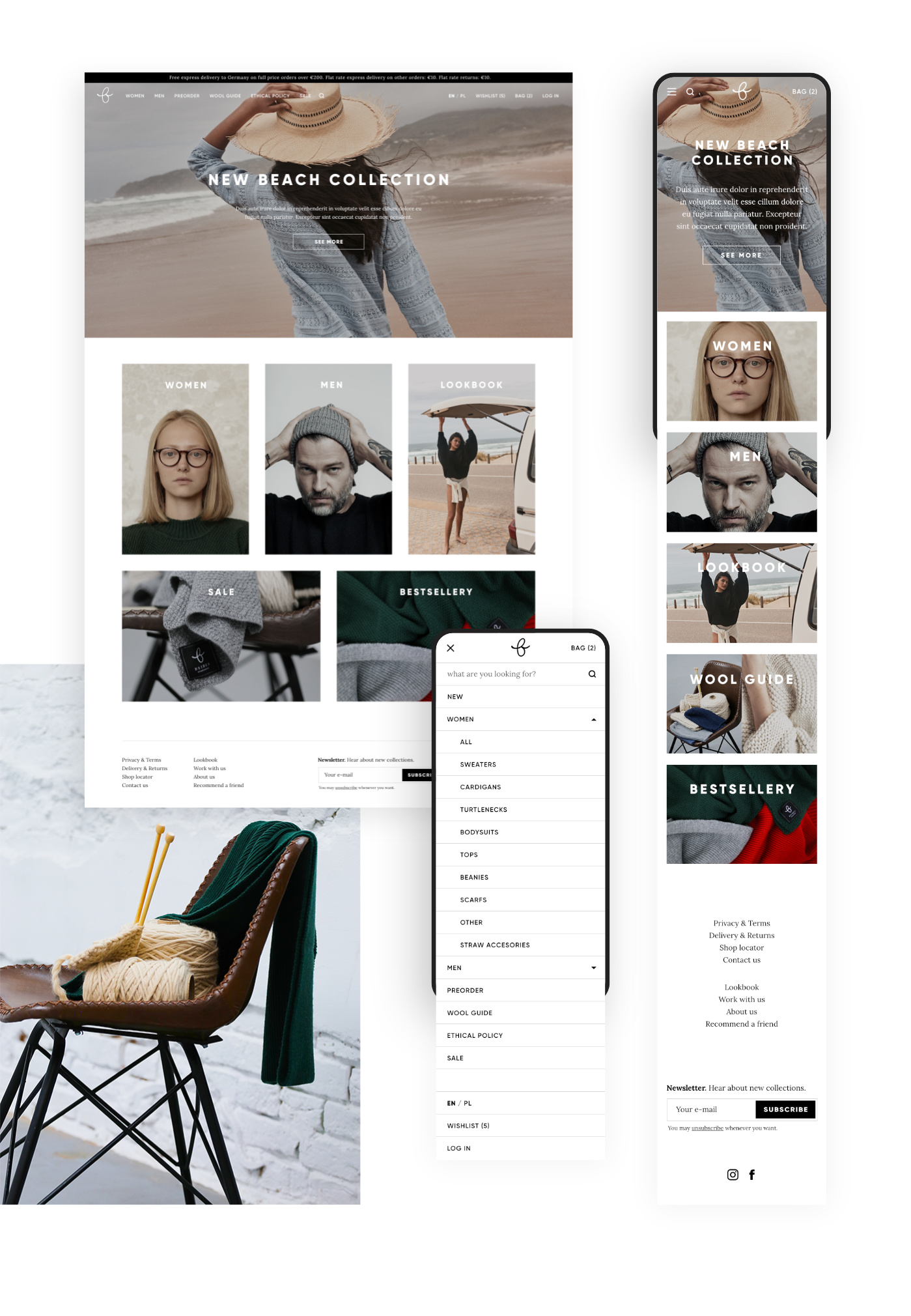 Stron główna sklepu internetowego. Wersja desktop i na telefon.