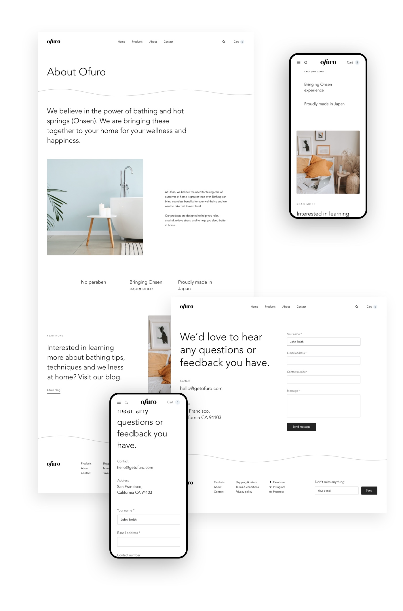 Strona kontaktowa w sklepie internetowym. Desktop i mobile.