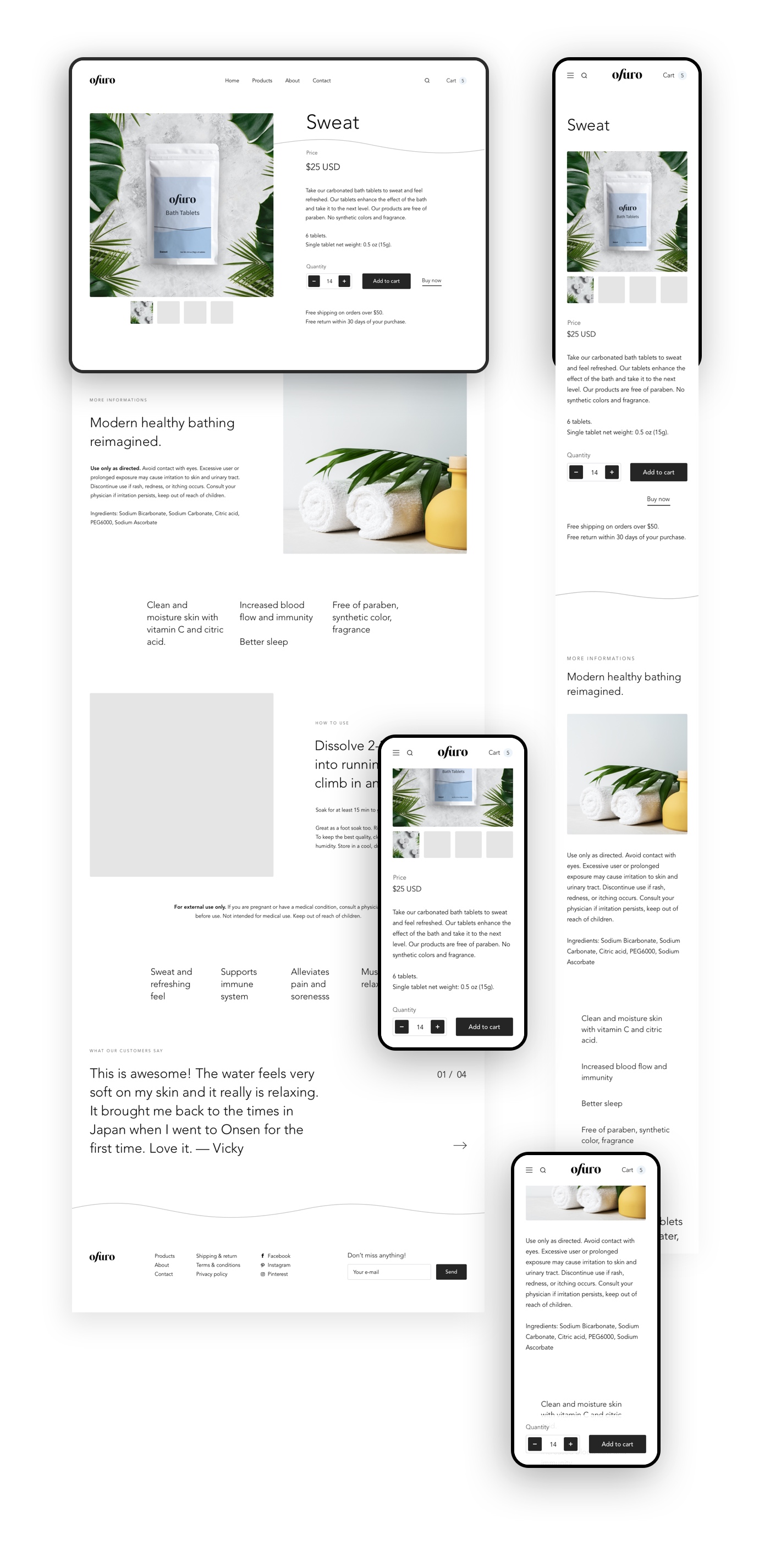 Strona produktowa sklepu internetowego. Wersja na telefon i na komputer.