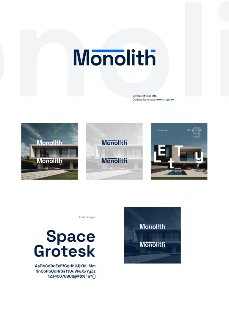 Logotyp i posty na social media dla firmy budowlanej.