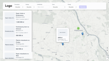 Interaktywna mapa z pinezkami dla pośrednika nieruchomości