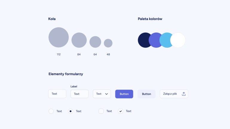 Design system. Komponenty - odstępy, paleta kolorów, elementy formularzy.