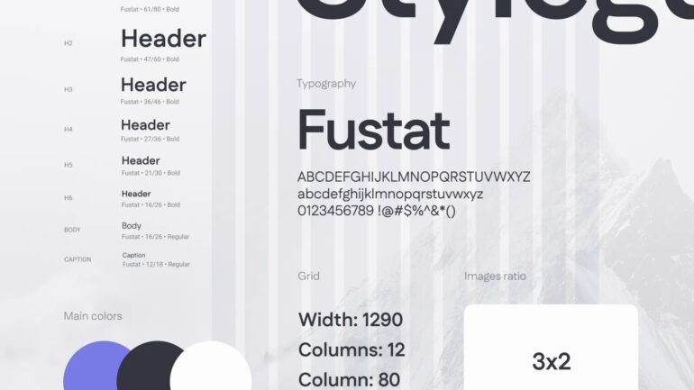 Design system. Skala typograficzna, paleta kolorów, grid.